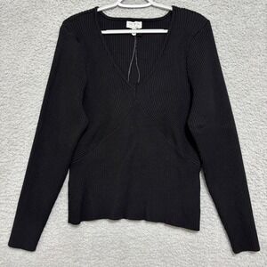 Ribbed V-Neck Long Sleeve Knit Top XXXL – Sofia Jeans by Sofia Vergara